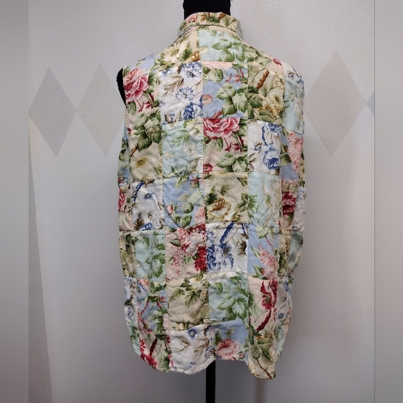 Liz Claiborne Lizwear floral print patchwork sleeveless button front top size XL - Picture 4 of 10